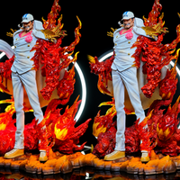 Comparaison de la figurine Akainu avec les effets de magma allumés et éteints