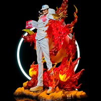 Vue trois-quarts de la figurine Akainu avec effets de magma