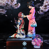 Figurine Akaza et Koyuki avec le côté démoniaque d'Akaza et son présentoir illustré