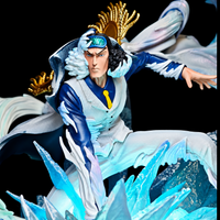 Détail de la tenue d’Aokiji et des effets de glace autour du corps