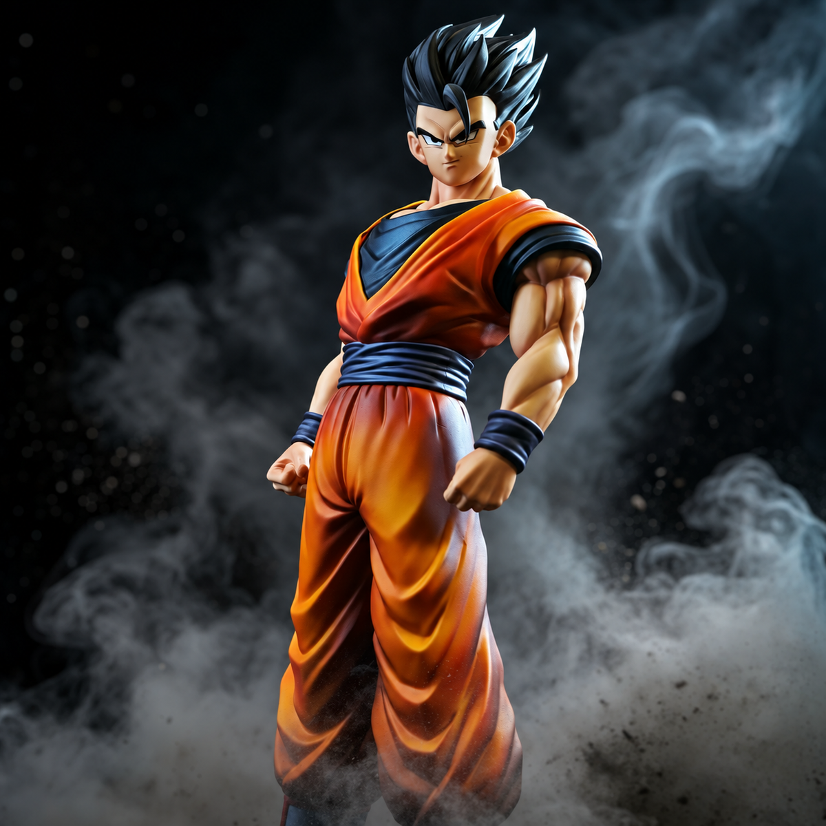 Vue trois-quarts de la figurine Gohan Ultime