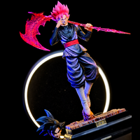 Vue trois-quarts de Goku Black Super Saiyan Rosé avec sa faux d'énergie