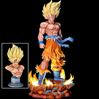 Figurine Goku Super Saiyan avec socle lumineux et tête interchangeable
