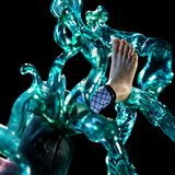 Détail des effets translucides turquoise autour de Jiraiya