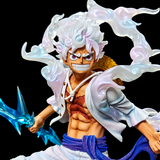 Gros plan du visage et de la chevelure de Luffy en Gear 5
