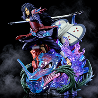 Figurine Madara Kyûbi sous contrôle avec gunbai, kama et socle sculpté