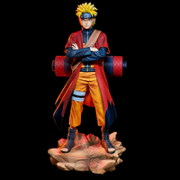 Figurine Naruto Mode Ermite avec manteau rouge, rouleau dorsal et socle rocheux