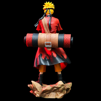 Vue arrière de Naruto Mode Ermite avec manteau rouge et rouleau dorsal