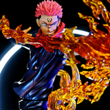 Détail des effets de flammes de la figurine Sukuna Fuga