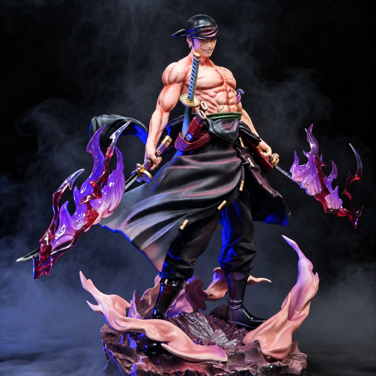 Vue de la figurine Zoro Onigashima avec son éclairage