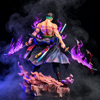 Vue arrière de la figurine Zoro Onigashima avec ses sabres et effets d’aura